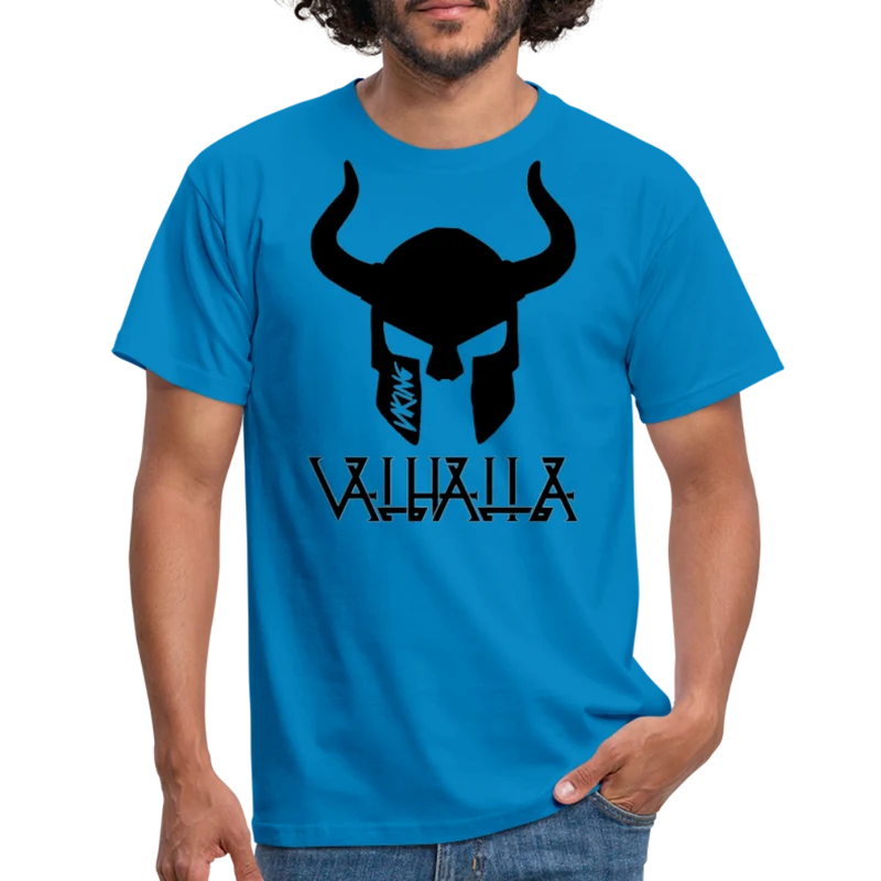 Herren Fashion Vikings Valhalla T-Shirt Rundhals Unisex 100% Baumwolle Streetwear