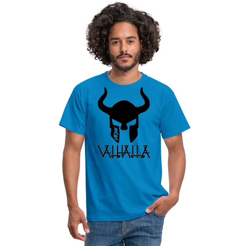 Herren Fashion Vikings Valhalla T-Shirt Rundhals Unisex 100% Baumwolle Streetwear