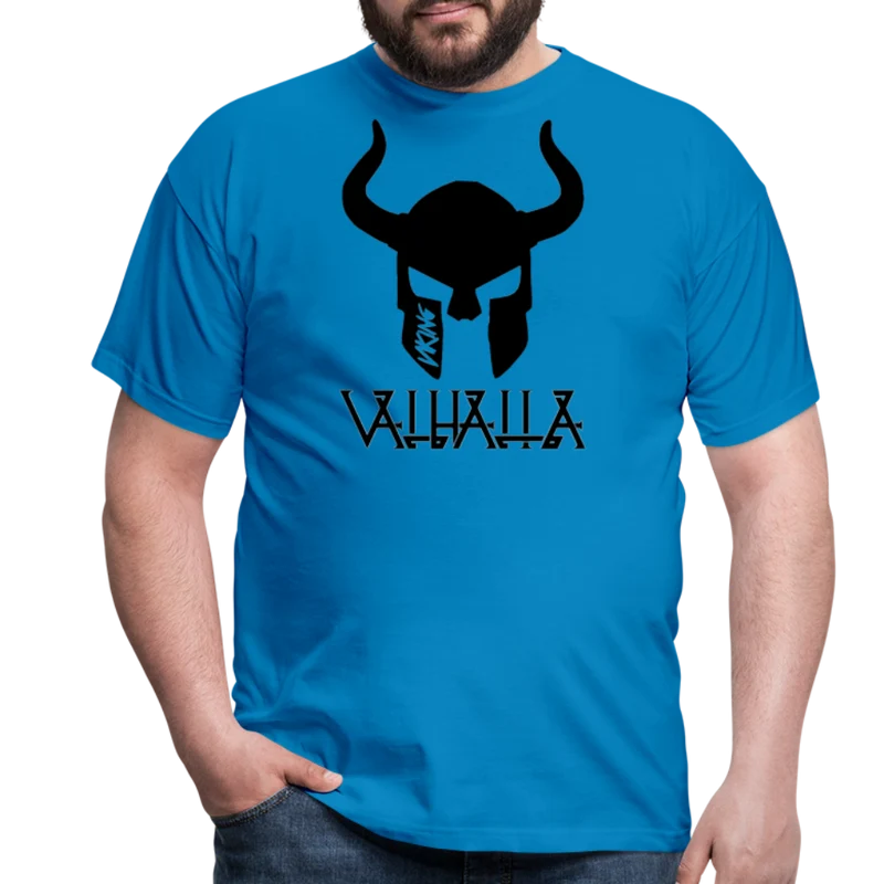 Herren Fashion Vikings Valhalla T-Shirt Rundhals Unisex 100% Baumwolle Streetwear