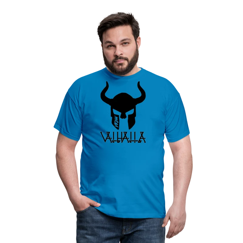 Herren Fashion Vikings Valhalla T-Shirt Rundhals Unisex 100% Baumwolle Streetwear