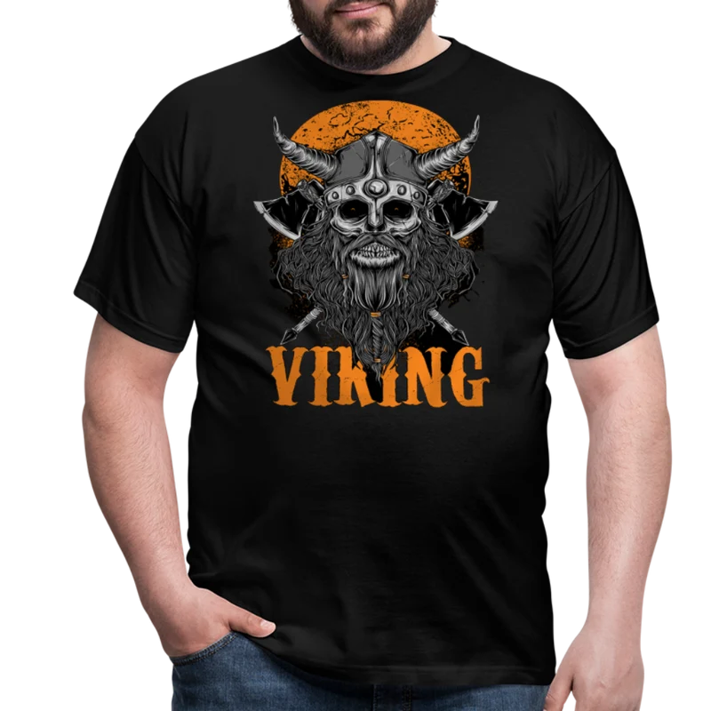 Herren Fashion Vikings Valhalla T-Shirt Rundhals Unisex 100% Baumwolle Streetwear