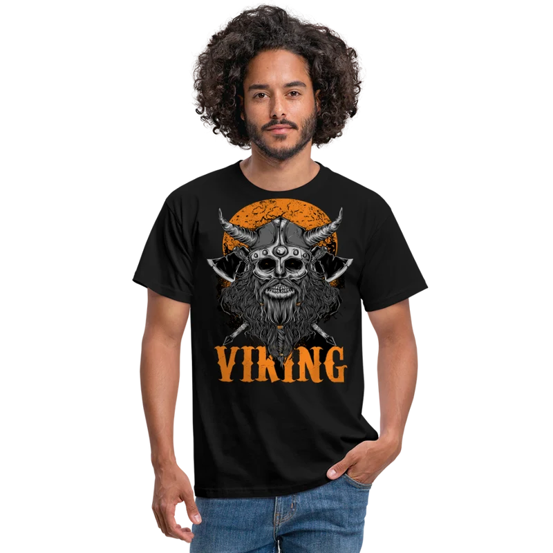 Herren Fashion Vikings Valhalla T-Shirt Rundhals Unisex 100% Baumwolle Streetwear