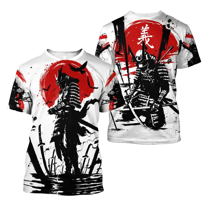 Herren Samurai Oversized 3D T-Shirt Rundhals Unisex Sommer Streetwear
