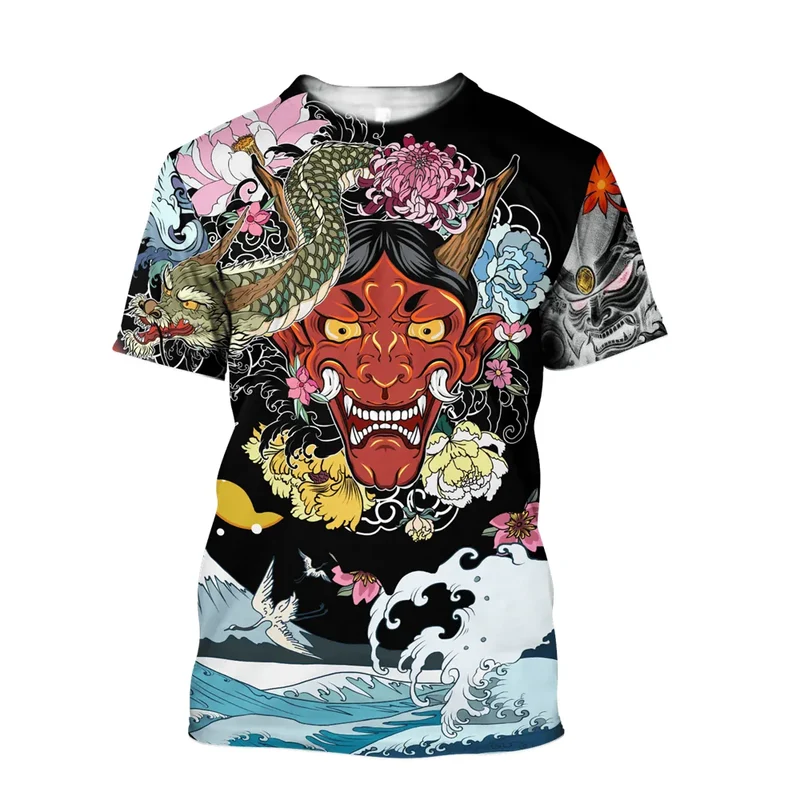 Herren Samurai Oversized 3D T-Shirt Rundhals Unisex Sommer Streetwear