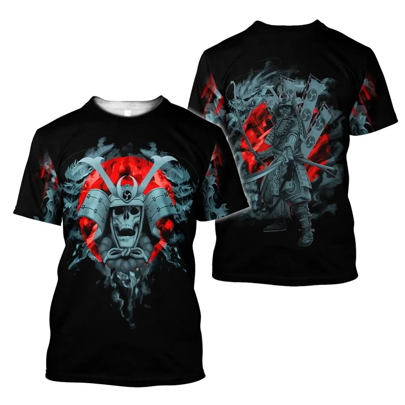 Herren Samurai Oversized 3D T-Shirt Rundhals Unisex Sommer Streetwear