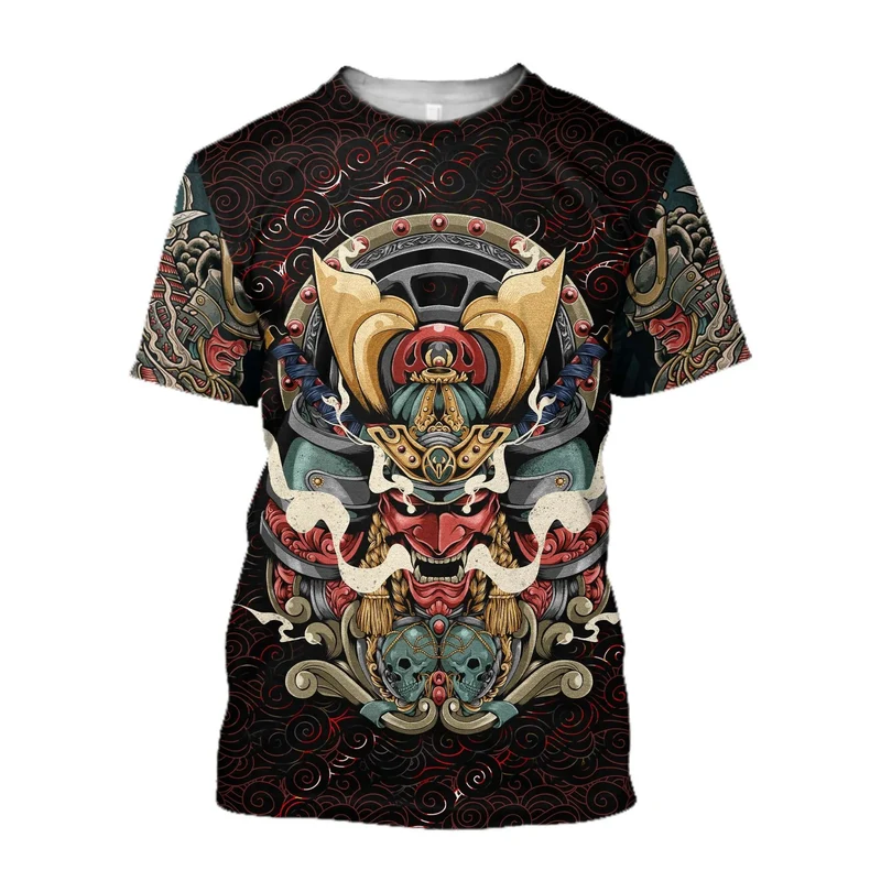 Herren Samurai Oversized 3D T-Shirt Rundhals Unisex Sommer Streetwear