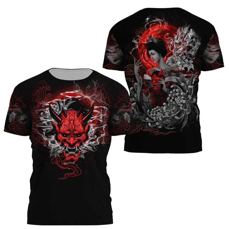 Herren Samurai Oversized 3D T-Shirt Rundhals Unisex Sommer Streetwear