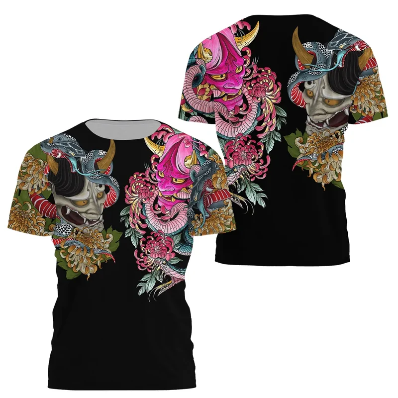 Herren Samurai Oversized 3D T-Shirt Rundhals Unisex Sommer Streetwear
