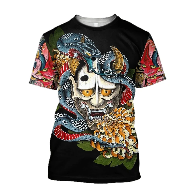 Herren Samurai Oversized 3D T-Shirt Rundhals Unisex Sommer Streetwear