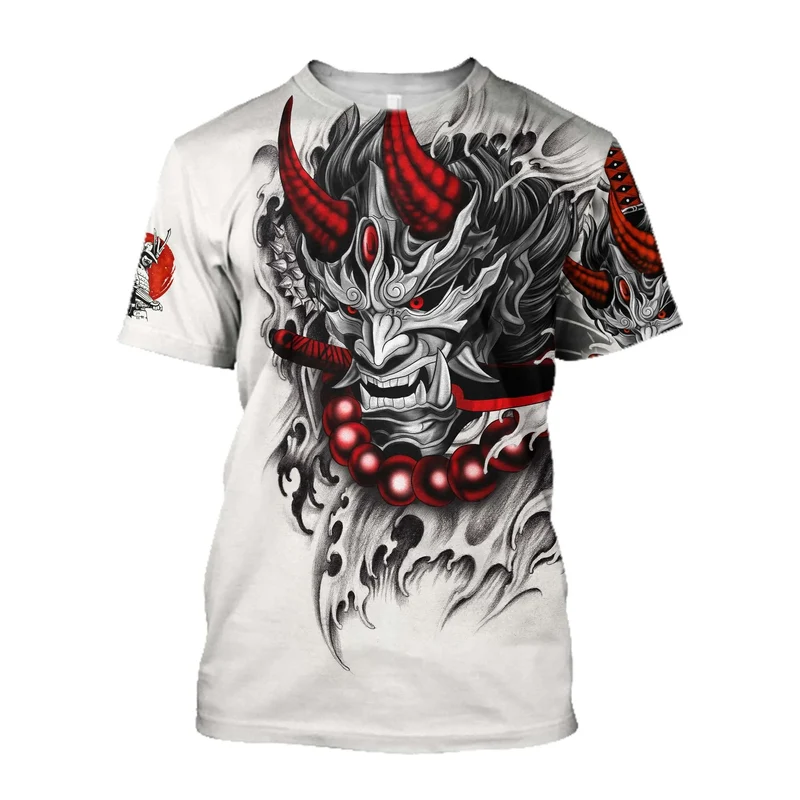 Herren Samurai Oversized 3D T-Shirt Rundhals Unisex Sommer Streetwear