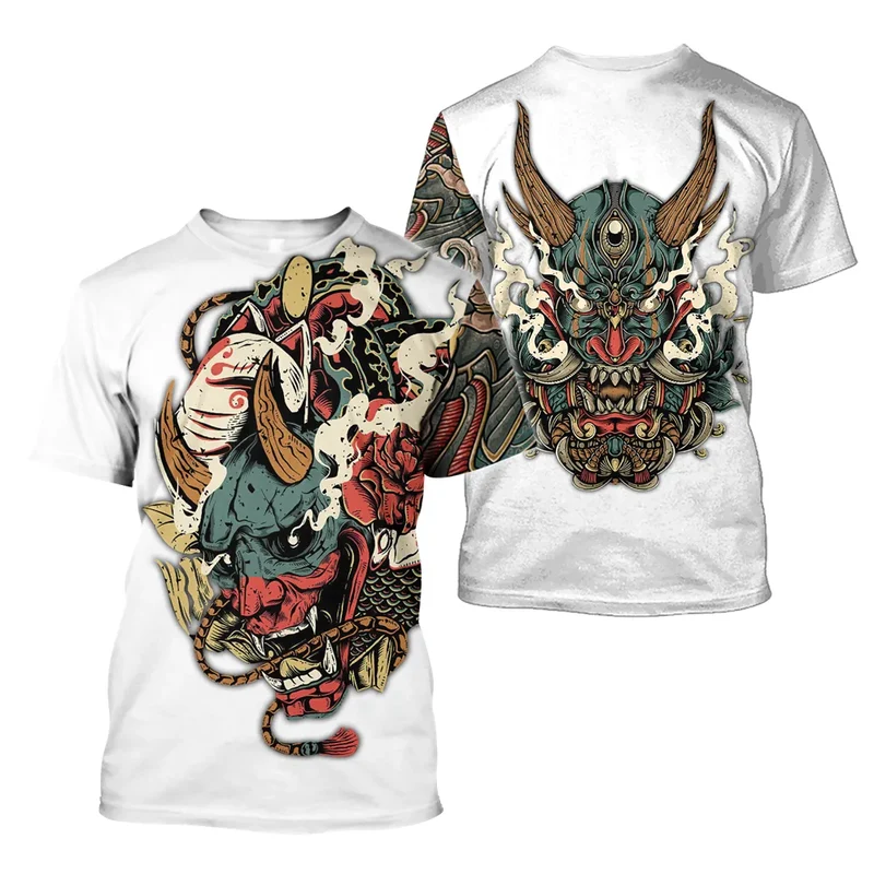 Herren Samurai Oversized 3D T-Shirt Rundhals Unisex Sommer Streetwear