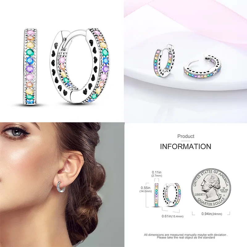 1 Paar Creolen aus 925 sterling Silber Schwarz Ohrringe Zirkonia Ohrstecker