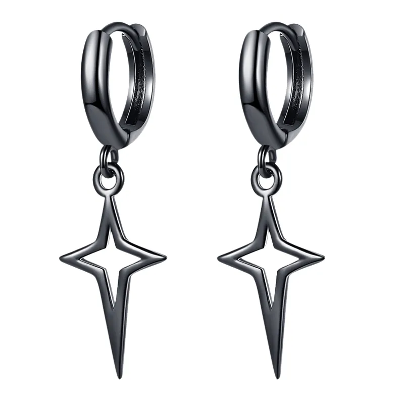 1 Paar Creolen aus 925 sterling Silber Schwarz Ohrringe Zirkonia Ohrstecker