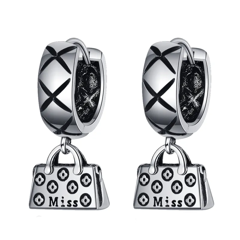1 Paar Creolen aus 925 sterling Silber Schwarz Ohrringe Zirkonia Ohrstecker