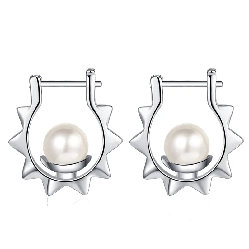 1 Paar Creolen aus 925 sterling Silber Schwarz Ohrringe Zirkonia Ohrstecker