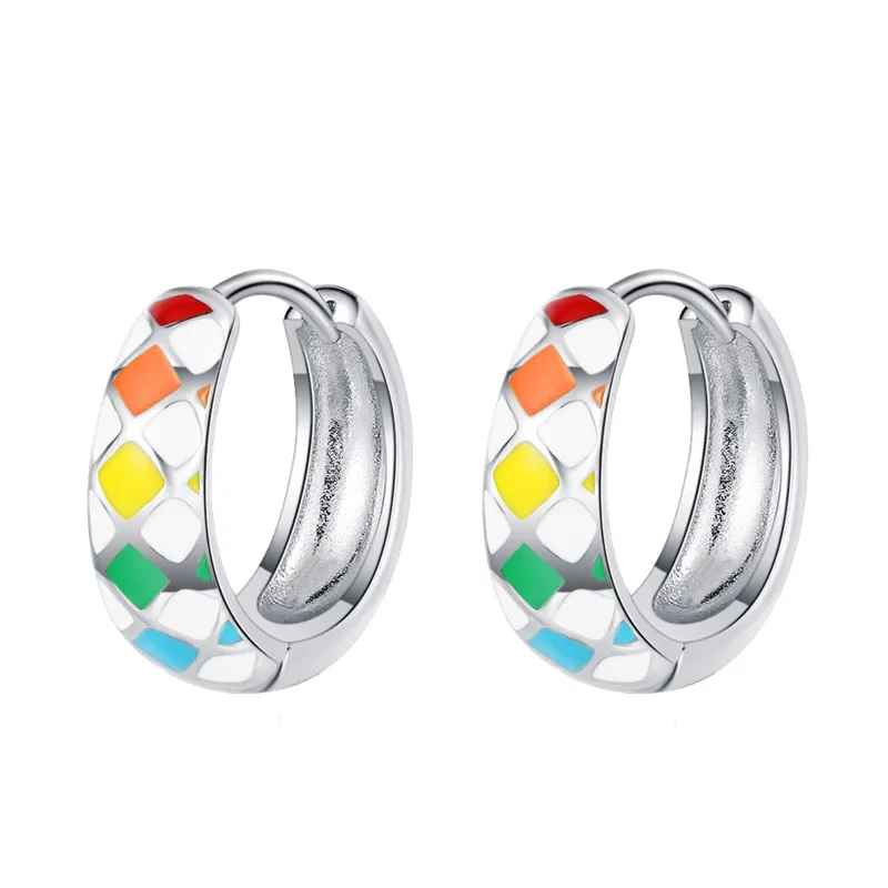 1 Paar Creolen aus 925 sterling Silber Schwarz Ohrringe Zirkonia Ohrstecker