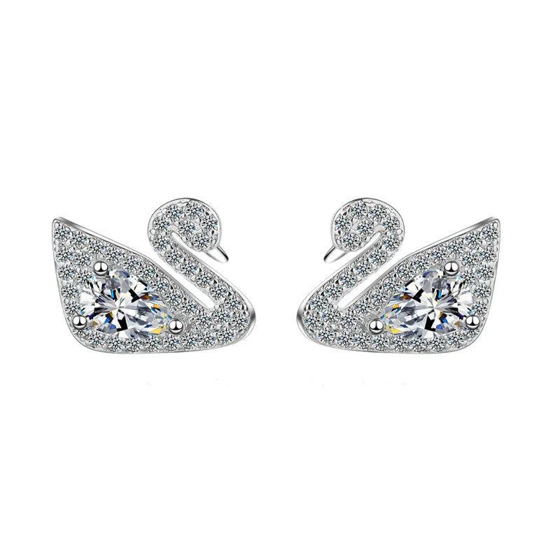 1 Paar Creolen aus 925 sterling Silber Schwarz Ohrringe Zirkonia Ohrstecker