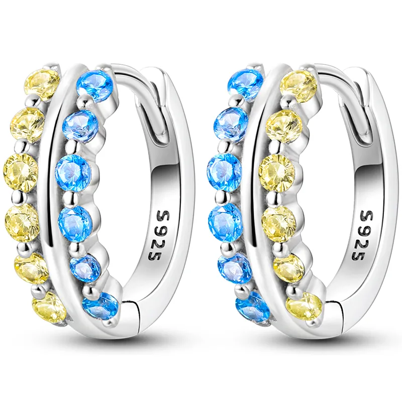 1 Paar Creolen aus 925 sterling Silber Schwarz Ohrringe Zirkonia Ohrstecker