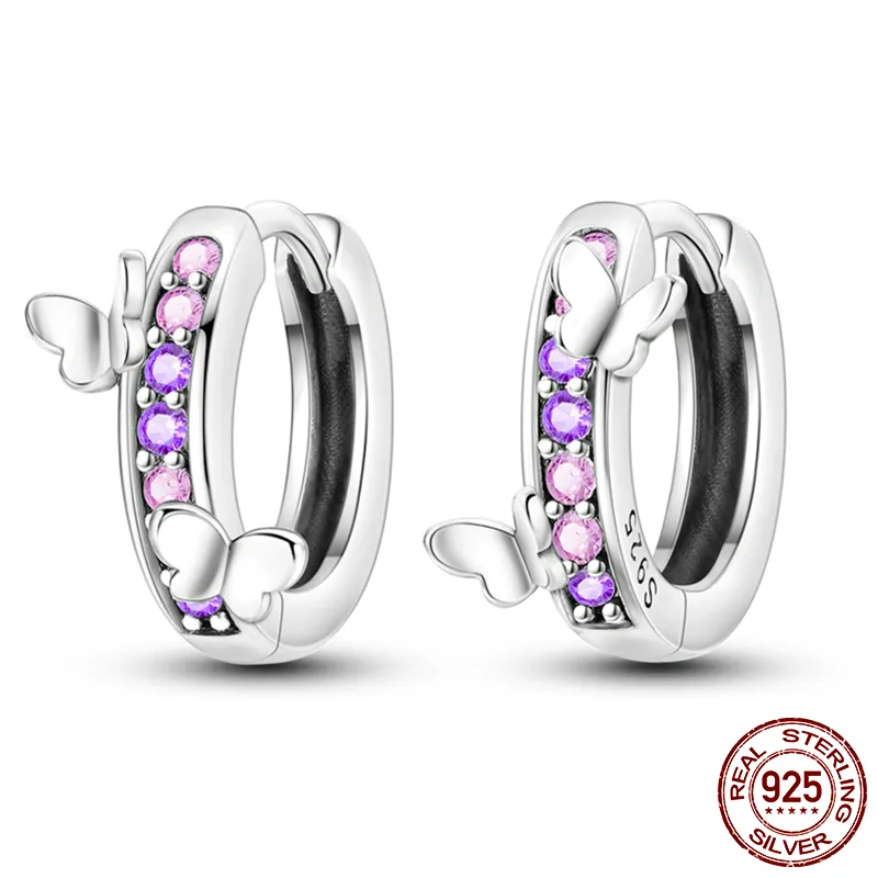 1 Paar Creolen aus 925 sterling Silber Schwarz Ohrringe Zirkonia Ohrstecker