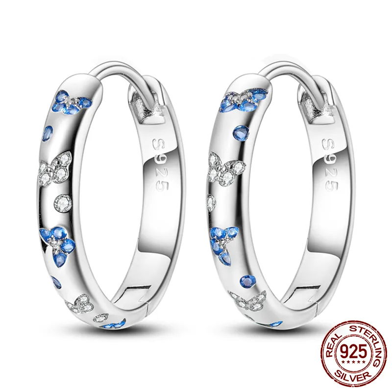 1 Paar Creolen aus 925 sterling Silber Schwarz Ohrringe Zirkonia Ohrstecker