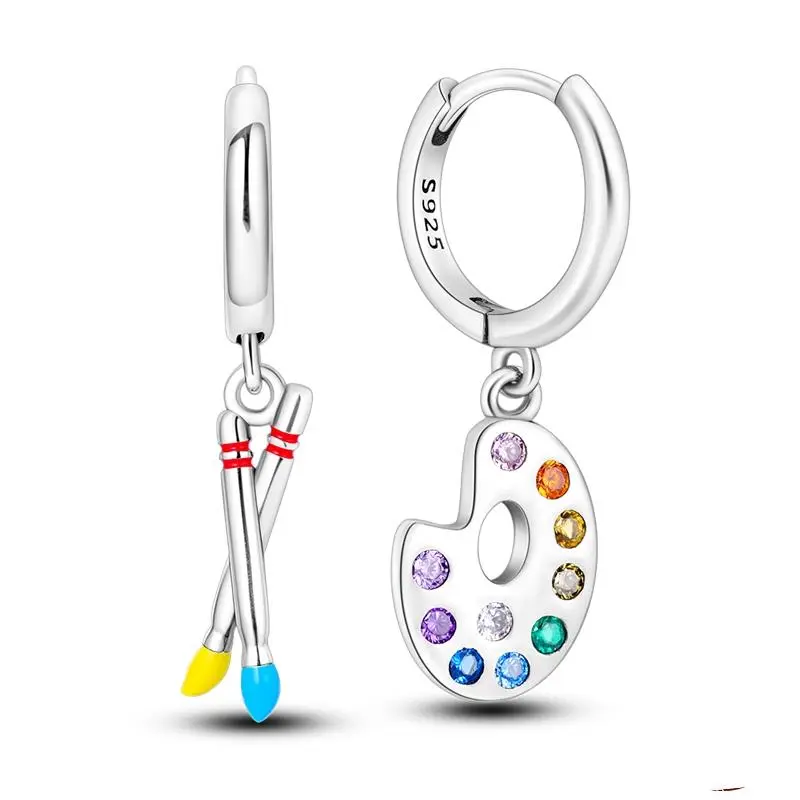 1 Paar Creolen aus 925 sterling Silber Schwarz Ohrringe Zirkonia Ohrstecker