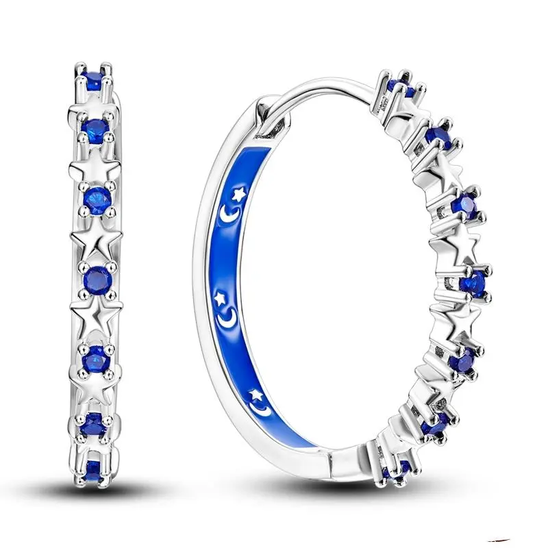 1 Paar Creolen aus 925 sterling Silber Schwarz Ohrringe Zirkonia Ohrstecker