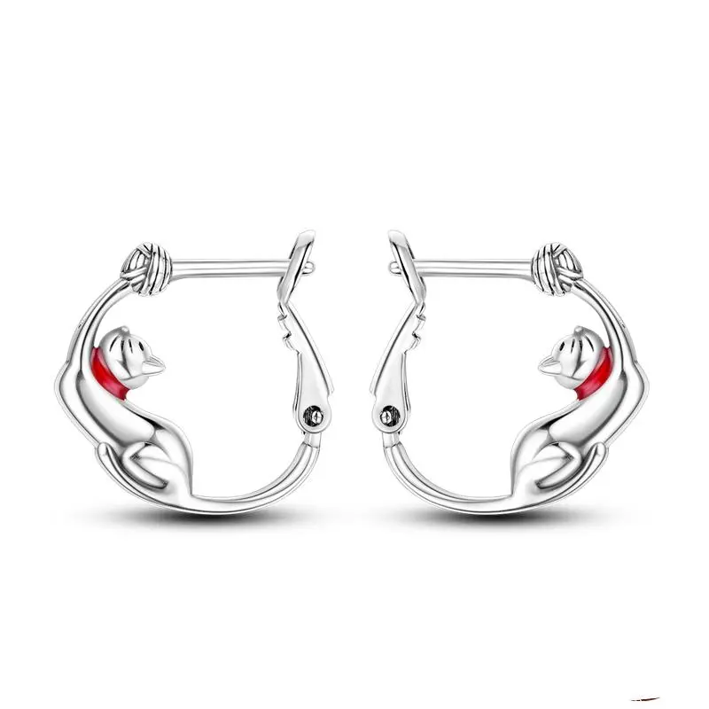 1 Paar Creolen aus 925 sterling Silber Schwarz Ohrringe Zirkonia Ohrstecker