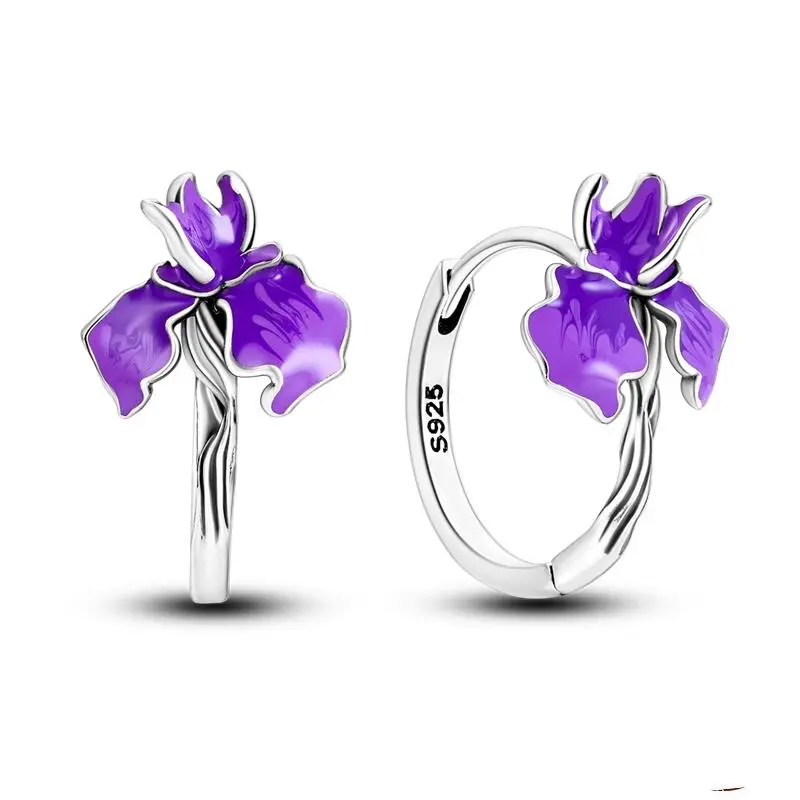 1 Paar Creolen aus 925 sterling Silber Schwarz Ohrringe Zirkonia Ohrstecker