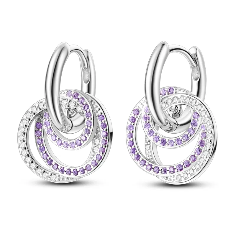 1 Paar Creolen aus 925 sterling Silber Schwarz Ohrringe Zirkonia Ohrstecker