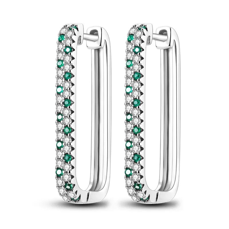 1 Paar Creolen aus 925 sterling Silber Schwarz Ohrringe Zirkonia Ohrstecker