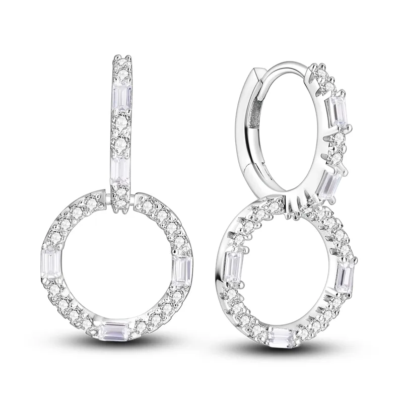 1 Paar Creolen aus 925 sterling Silber Schwarz Ohrringe Zirkonia Ohrstecker