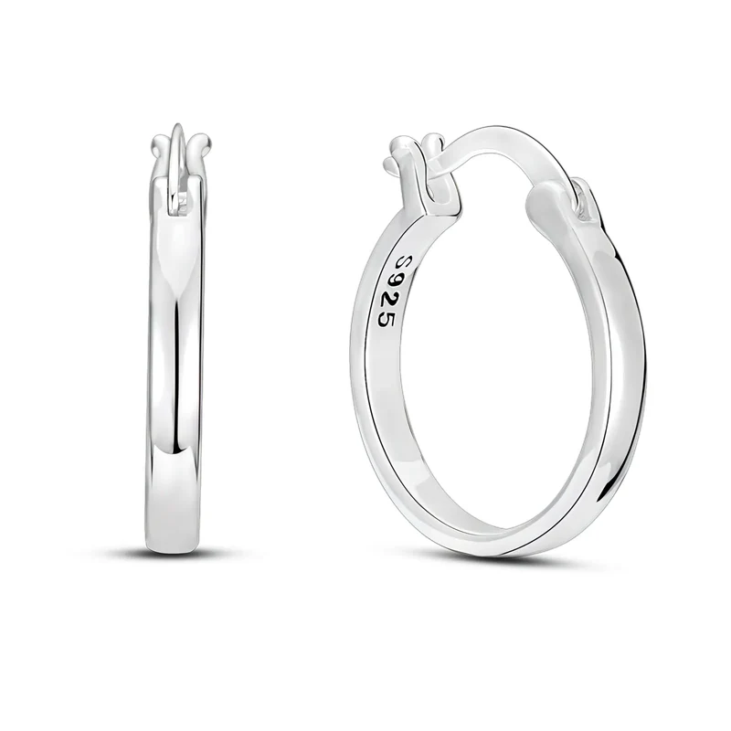 1 Paar Creolen aus 925 sterling Silber Schwarz Ohrringe Zirkonia Ohrstecker