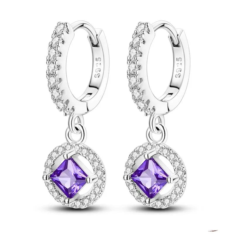 1 Paar Creolen aus 925 sterling Silber Schwarz Ohrringe Zirkonia Ohrstecker