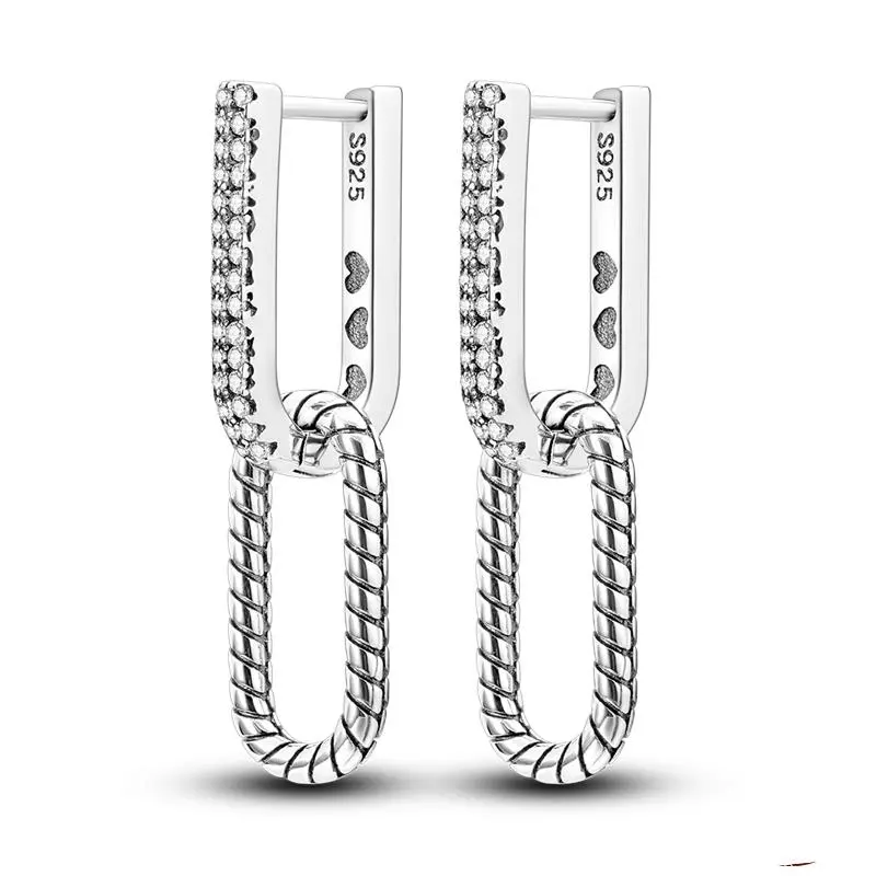1 Paar Creolen aus 925 sterling Silber Schwarz Ohrringe Zirkonia Ohrstecker