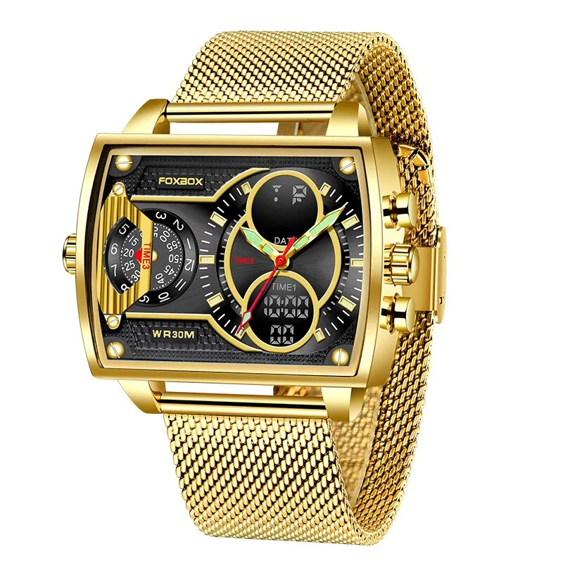 Herren Armbanduhr Silber Schwarz Edelstahl Quarzuhr Luxus Chronograph Business