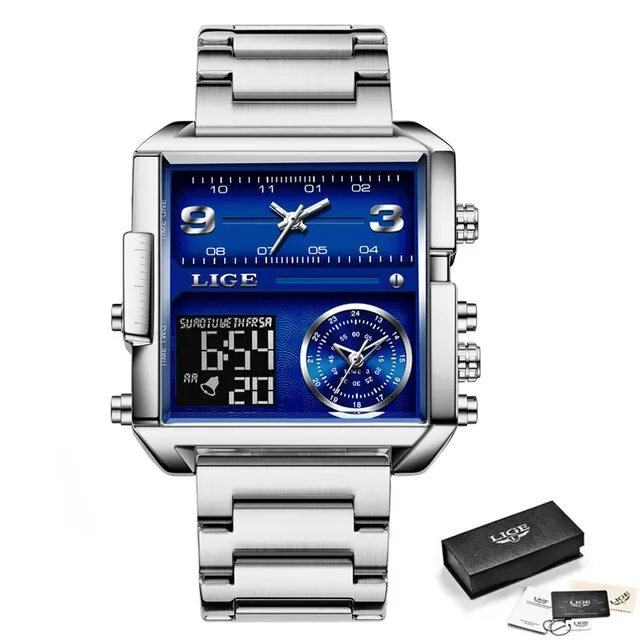 Herren Armbanduhr Silber Schwarz Edelstahl Quarzuhr Luxus Chronograph Business