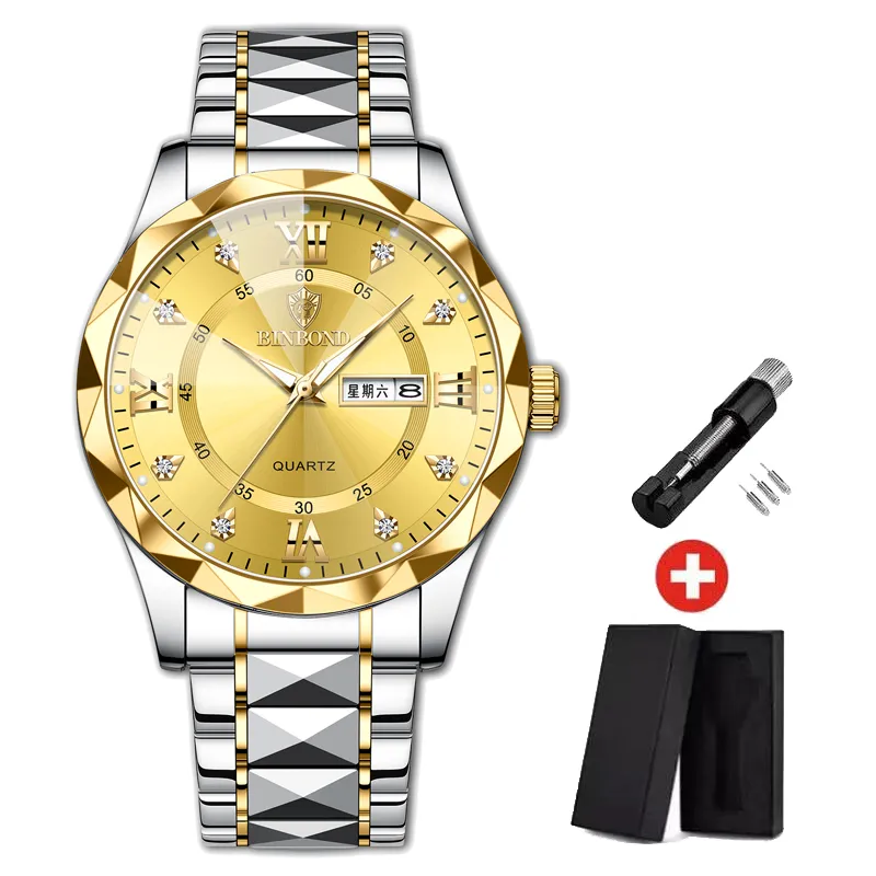 Herren Armbanduhr Silber Schwarz Edelstahl Quarzuhr Luxus Chronograph Business