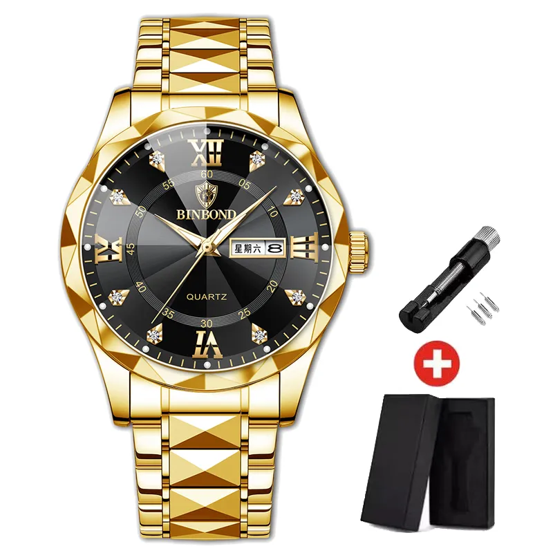 Herren Armbanduhr Silber Schwarz Edelstahl Quarzuhr Luxus Chronograph Business