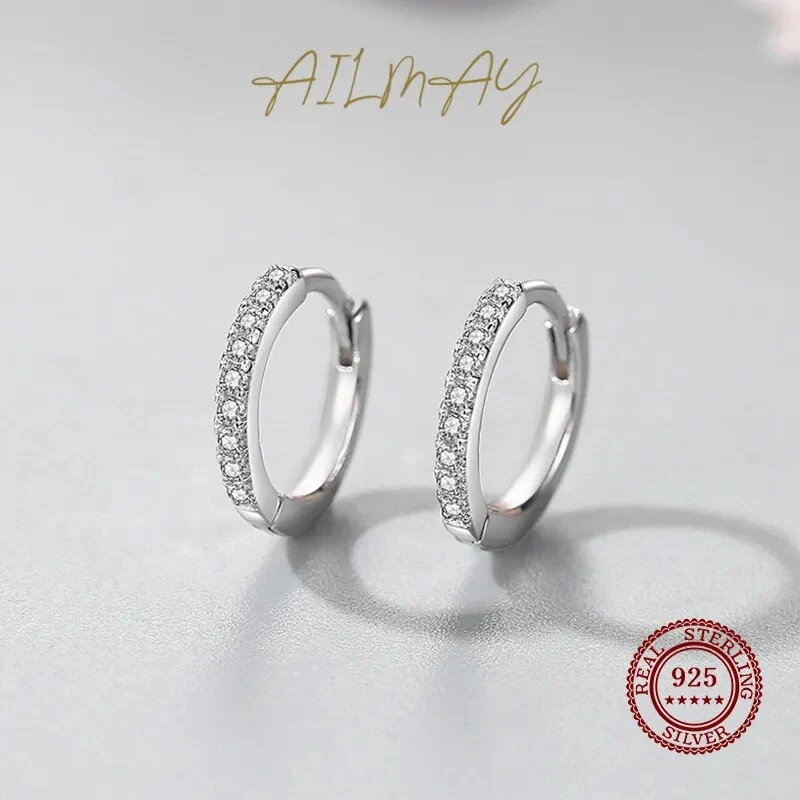 1 Paar Creolen aus 925 Sterling Silber Ohrringe Zirkonia Ohrstecker NEU