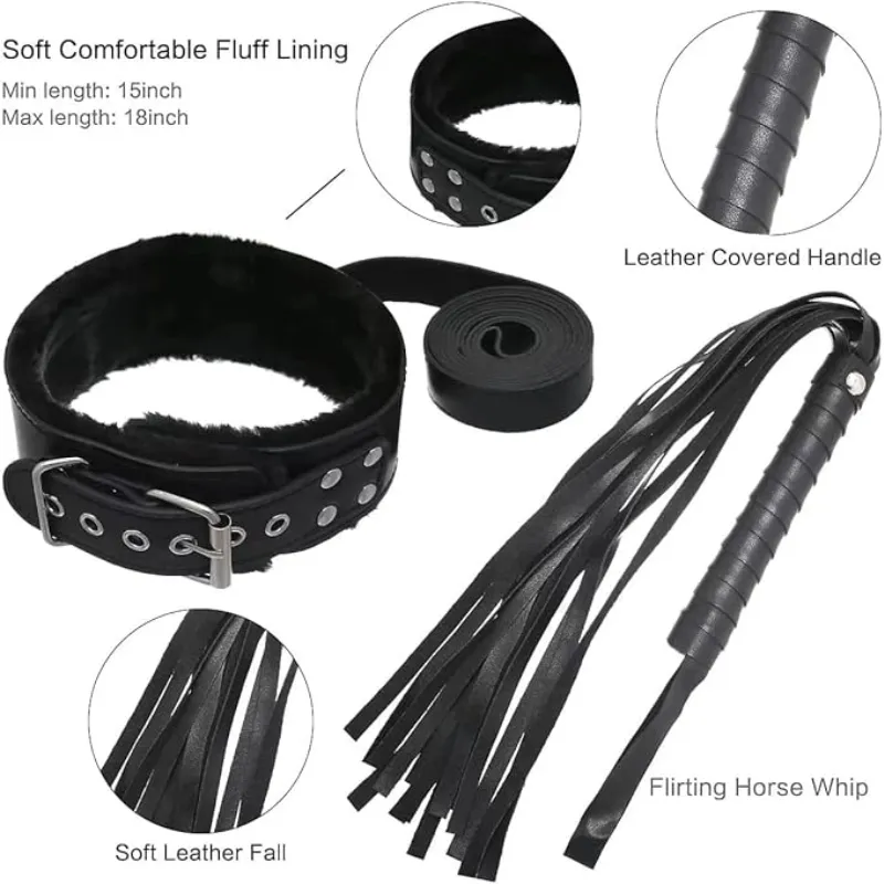 10Stk BDSM Bondage Set Fesselset SM Peitsche Halsband Handschellen Sexspielzeug