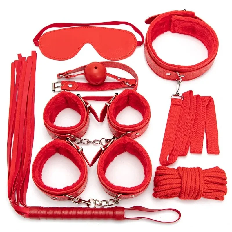 10Stk BDSM Bondage Set Fesselset SM Peitsche Halsband Handschellen Sexspielzeug