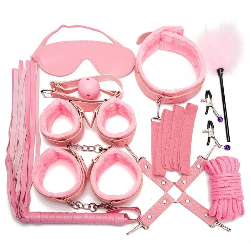 10Stk BDSM Bondage Set Fesselset SM Peitsche Halsband Handschellen Sexspielzeug