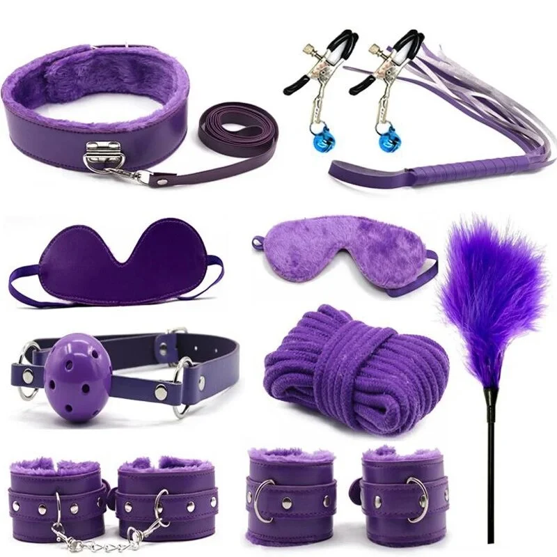10Stk BDSM Bondage Set Fesselset SM Peitsche Halsband Handschellen Sexspielzeug