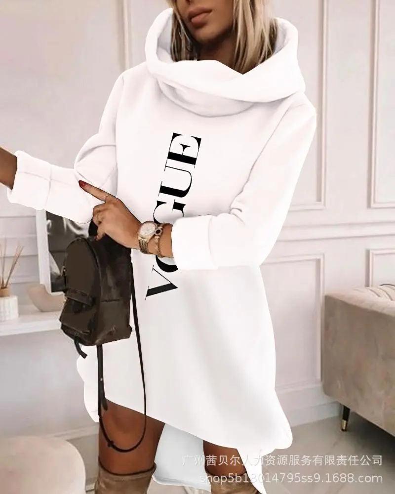 Damen Kapuzenpullover Minikleid Hoodie Sweatshirt Longtops Tunika Jumper Kleid