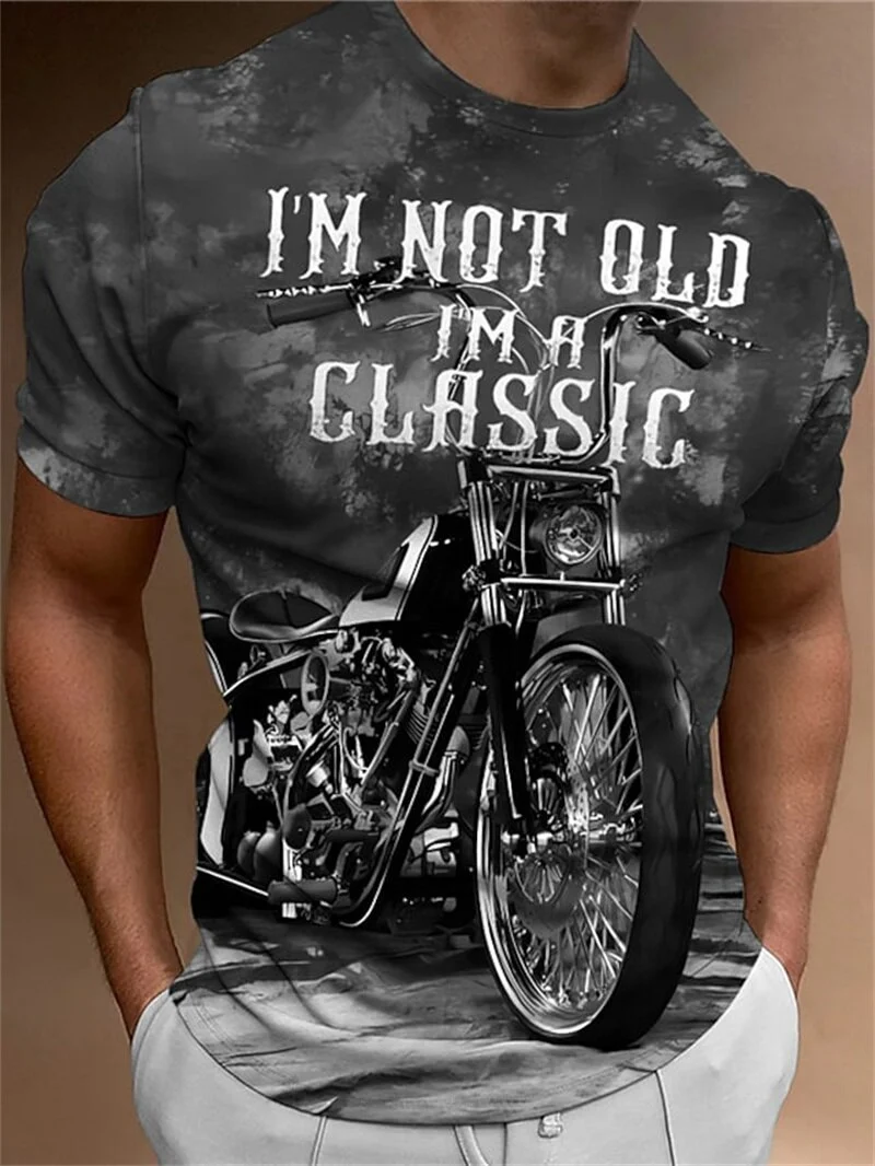 Herren Fashion Vintage 3D T-Shirt Rundhals Unisex Sommer Streetwear Motorsport