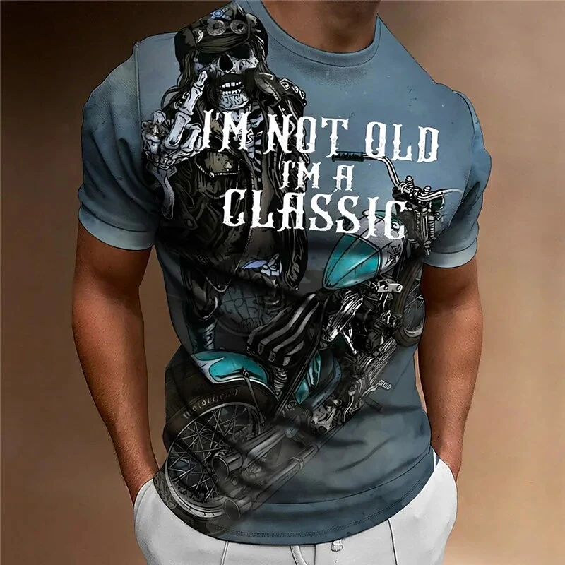 Herren Fashion Vintage 3D T-Shirt Rundhals Unisex Sommer Streetwear Motorsport