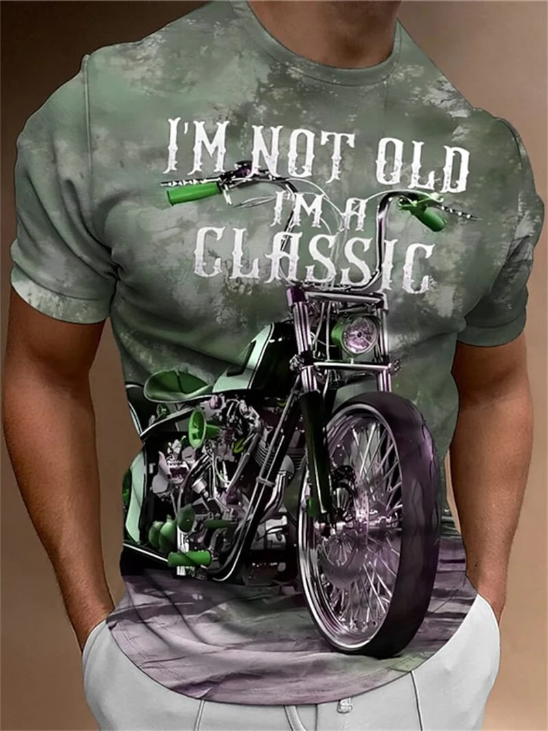 Herren Fashion Vintage 3D T-Shirt Rundhals Unisex Sommer Streetwear Motorsport