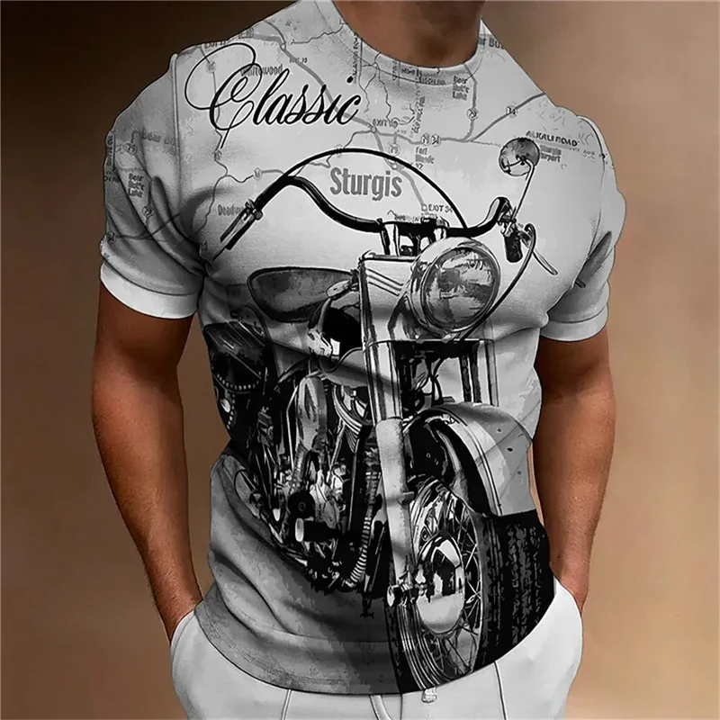 Herren Fashion Vintage 3D T-Shirt Rundhals Unisex Sommer Streetwear Motorsport