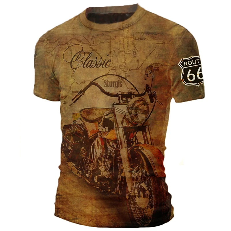 Herren Fashion Vintage 3D T-Shirt Rundhals Unisex Sommer Streetwear Motorsport