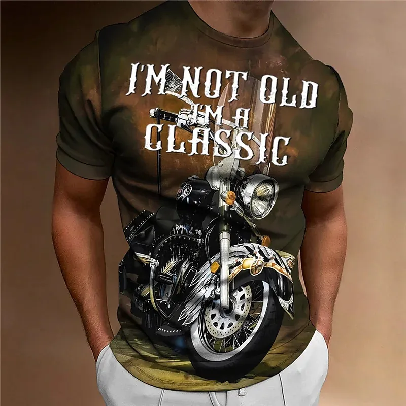 Herren Fashion Vintage 3D T-Shirt Rundhals Unisex Sommer Streetwear Motorsport